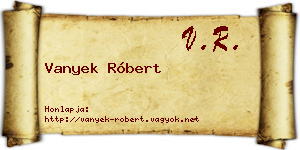Vanyek Róbert névjegykártya
